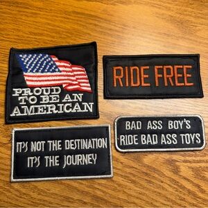 Lot of 4 Biker Patches - Embroidered Sew On Patches Pre-Owned